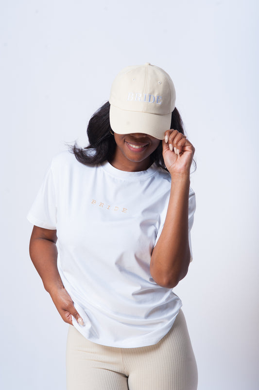 BRIDE EMBROIDERED CAP IN SAND